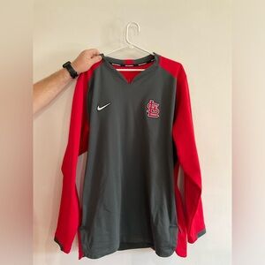 Grey & Red Cardinals Pullover - Nike Baseball